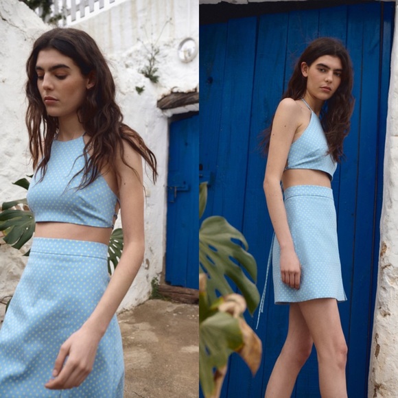 Zara Skirts Zara 2 Piece Matching Set Polka Dot Crop Top And Mini Skirt Poshmark